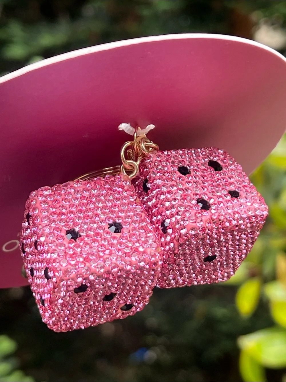 PINK BLING DICE Bag Charm Keychain